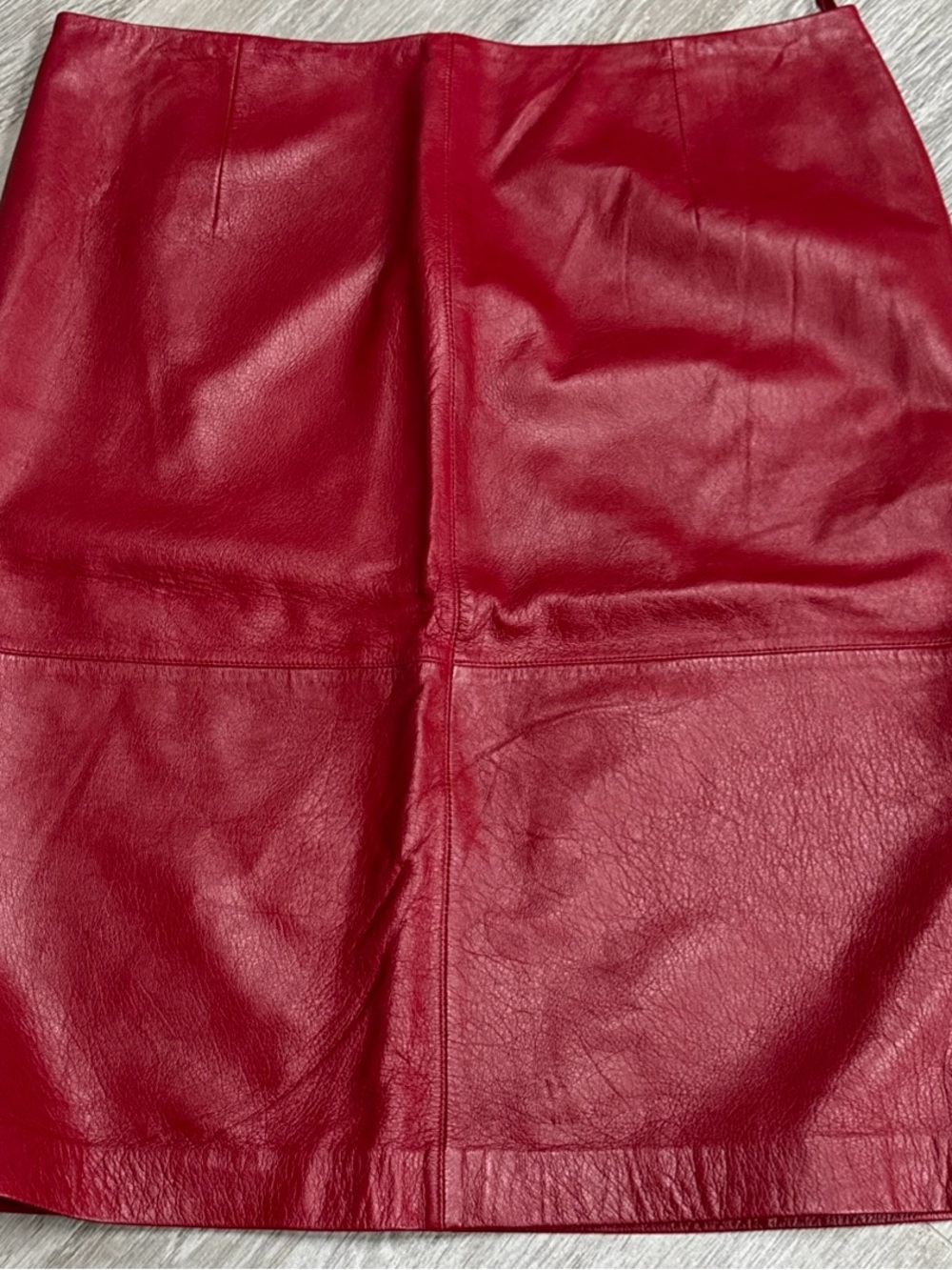Ann Taylor Red Leather Pencil Skirt